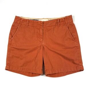 J. Crew Chino Shorts Size 8 Burnt Orange Rust Cotton Twill Preppy Casual EUC